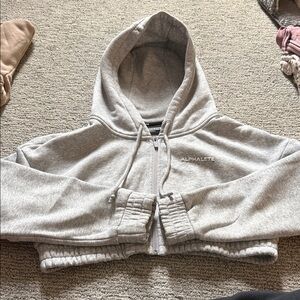 Alphalete Heather Gray Cropped Zip Hoodie